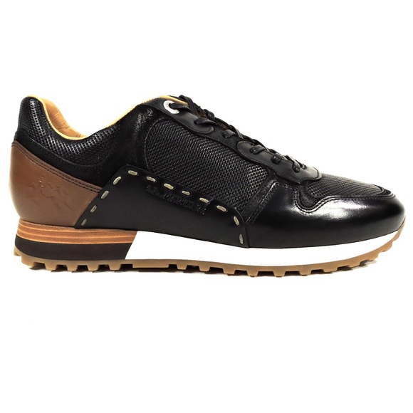 🇮🇹 LA MARTINA 🇮🇹 MEN'S BLACK LEATHER COMFORT SNEAKERS - Picture 3 of 7
